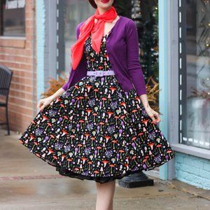 ModCloth Eva Rose Mushroom Print Midi Swing Dress
